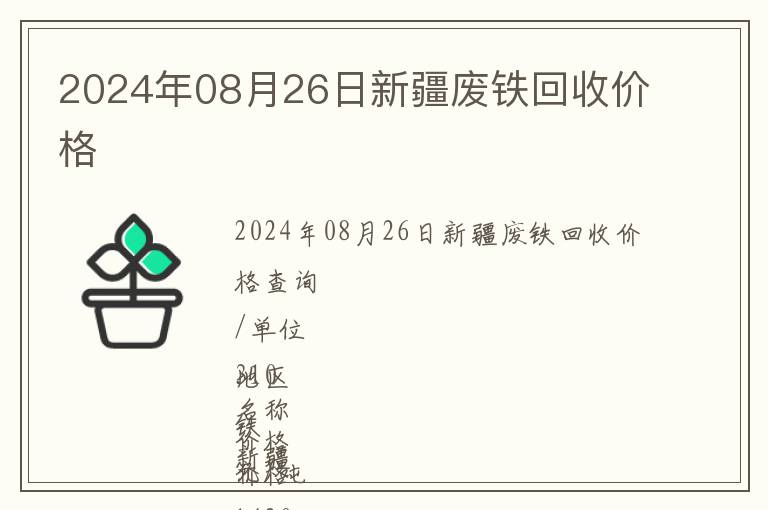 2024年08月26日新疆廢鐵回收價格