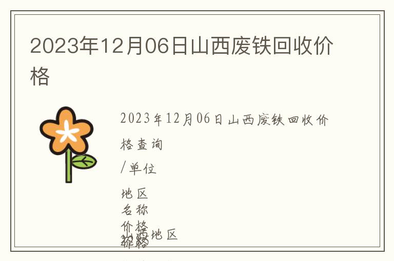 2023年12月06日山西廢鐵回收價格