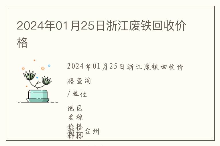 2024年01月25日浙江廢鐵回收價格