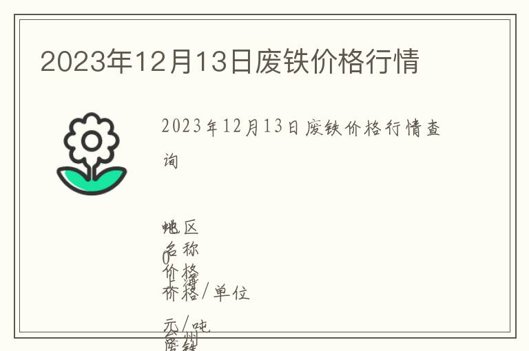 2023年12月13日廢鐵價格行情