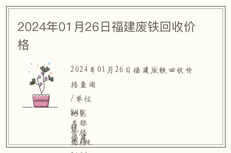 2024年01月26日福建廢鐵回收價格