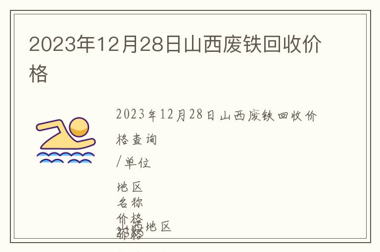 2023年12月28日山西廢鐵回收價格