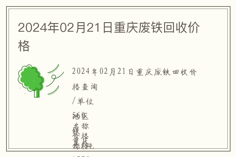 2024年02月21日重慶廢鐵回收價格