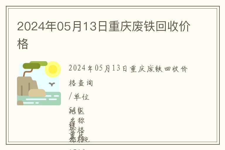 2024年05月13日重慶廢鐵回收價格