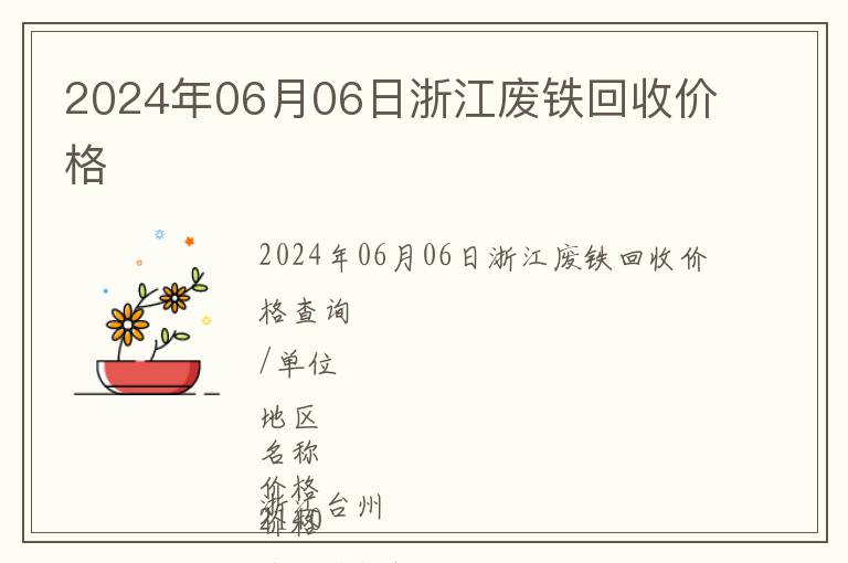 2024年06月06日浙江廢鐵回收價(jià)格