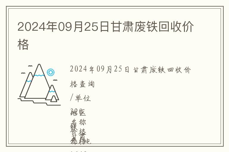 2024年09月25日甘肅廢鐵回收價格