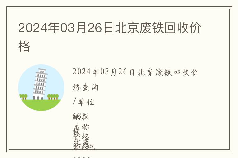 2024年03月26日北京廢鐵回收價格