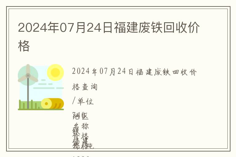 2024年07月24日福建廢鐵回收價格