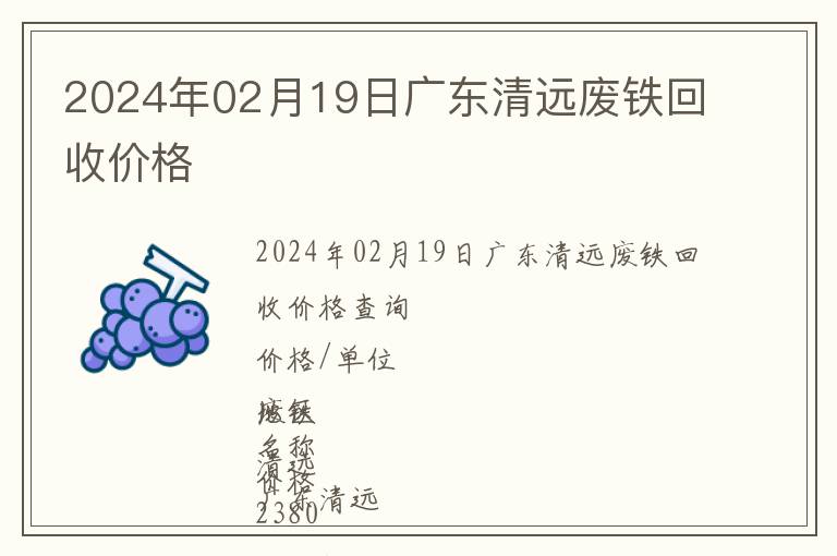 2024年02月19日廣東清遠廢鐵回收價格