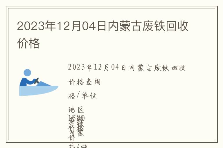 2023年12月04日內(nèi)蒙古廢鐵回收價格