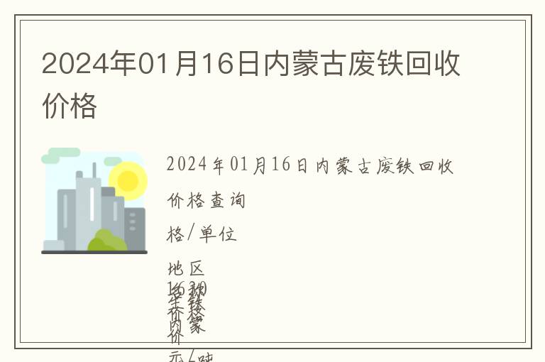 2024年01月16日內蒙古廢鐵回收價格