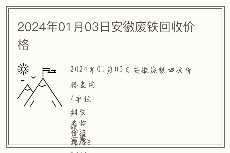 2024年01月03日安徽廢鐵回收價格