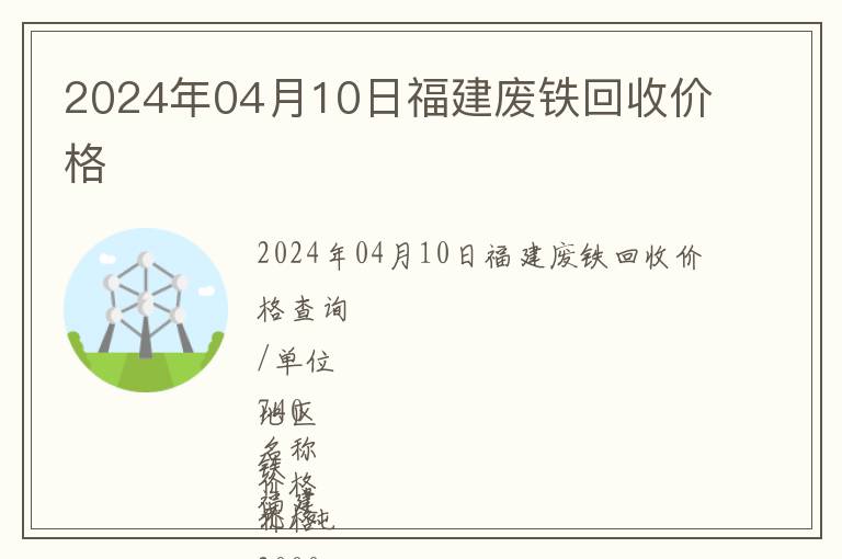 2024年04月10日福建廢鐵回收價格