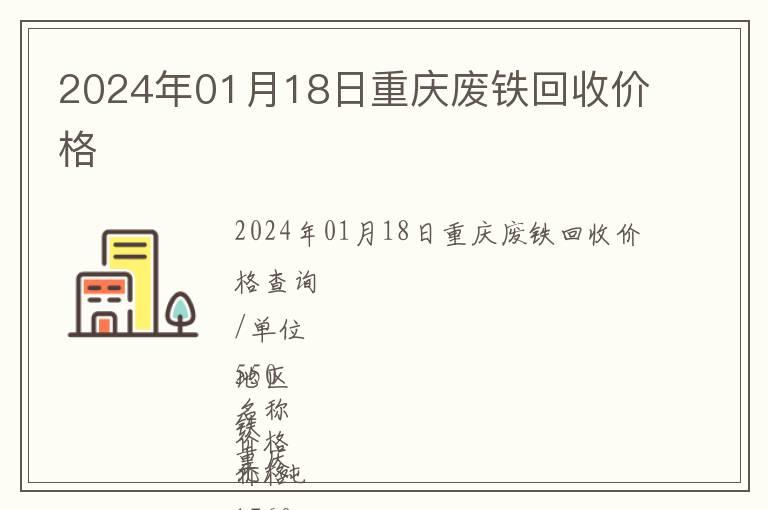 2024年01月18日重慶廢鐵回收價(jià)格