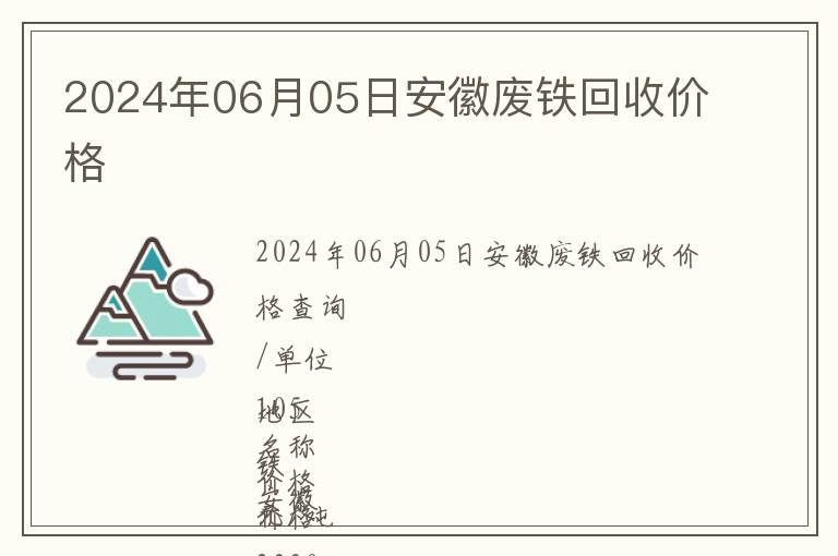 2024年06月05日安徽廢鐵回收價格