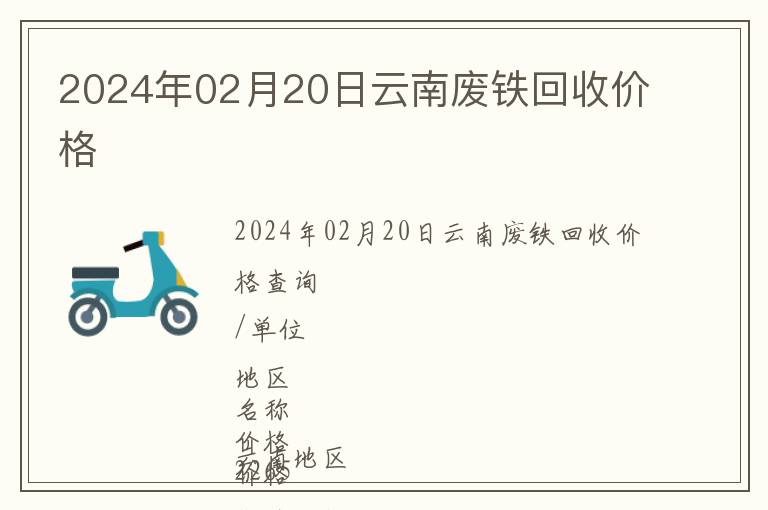 2024年02月20日云南廢鐵回收價格