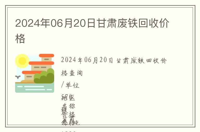 2024年06月20日甘肅廢鐵回收價格