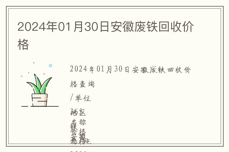 2024年01月30日安徽廢鐵回收價格