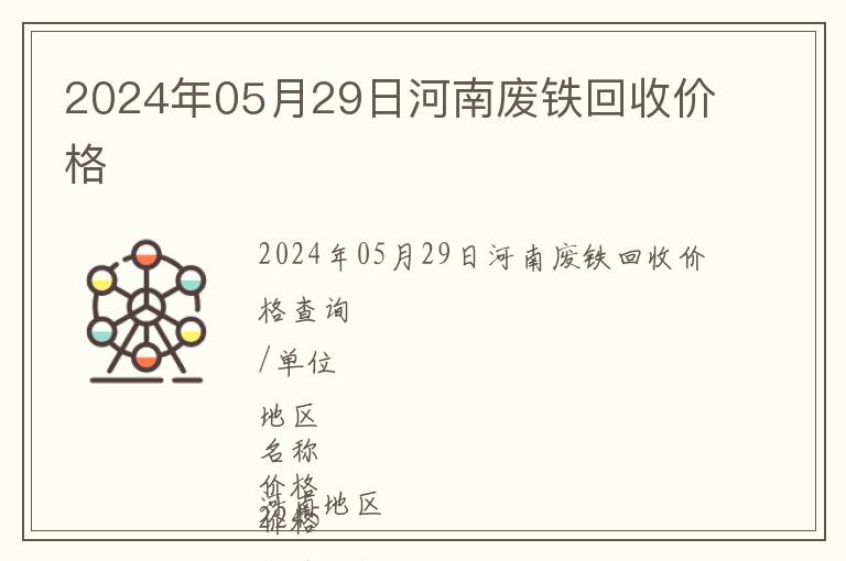 2024年05月29日河南廢鐵回收價格