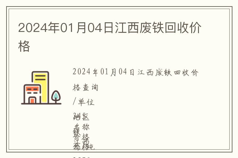 2024年01月04日江西廢鐵回收價格