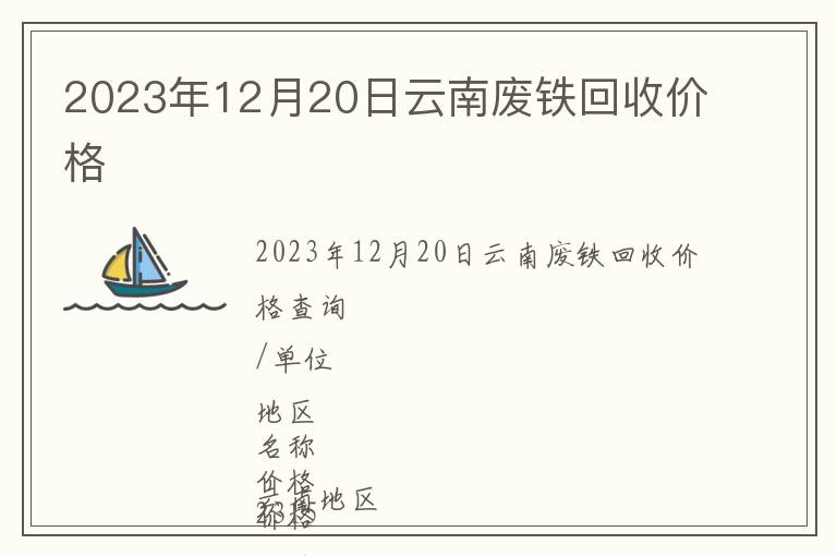 2023年12月20日云南廢鐵回收價格