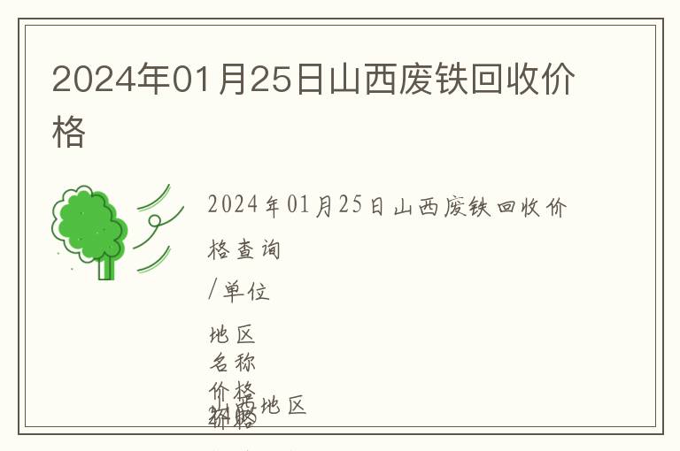 2024年01月25日山西廢鐵回收價格