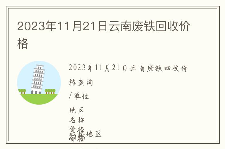 2023年11月21日云南廢鐵回收價格