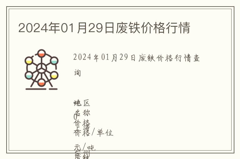 2024年01月29日廢鐵價(jià)格行情