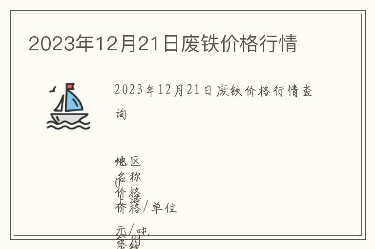 2023年12月21日廢鐵價格行情