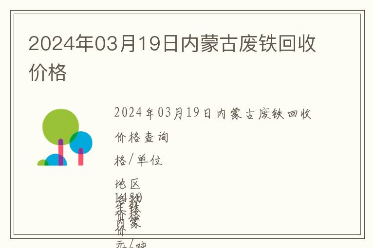 2024年03月19日內(nèi)蒙古廢鐵回收價格