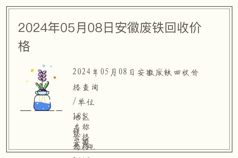 2024年05月08日安徽廢鐵回收價格