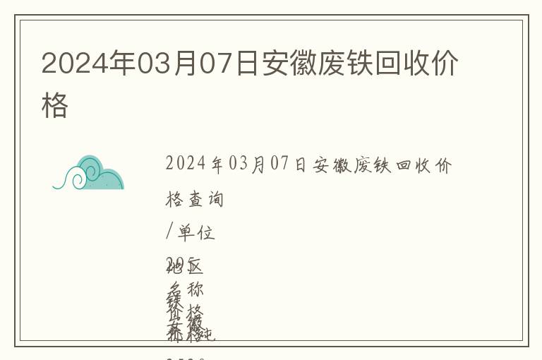 2024年03月07日安徽廢鐵回收價格