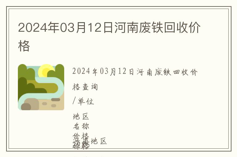 2024年03月12日河南廢鐵回收價格