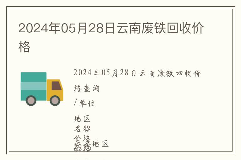 2024年05月28日云南廢鐵回收價格