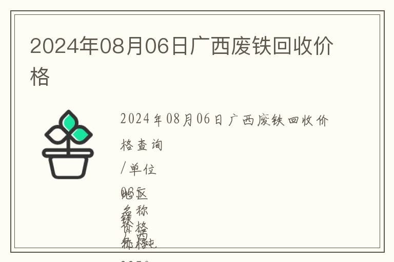 2024年08月06日廣西廢鐵回收價格