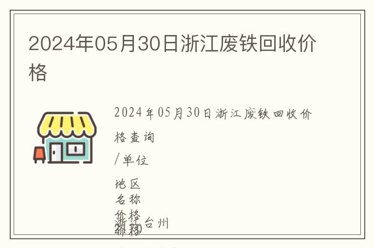 2024年05月30日浙江廢鐵回收價格