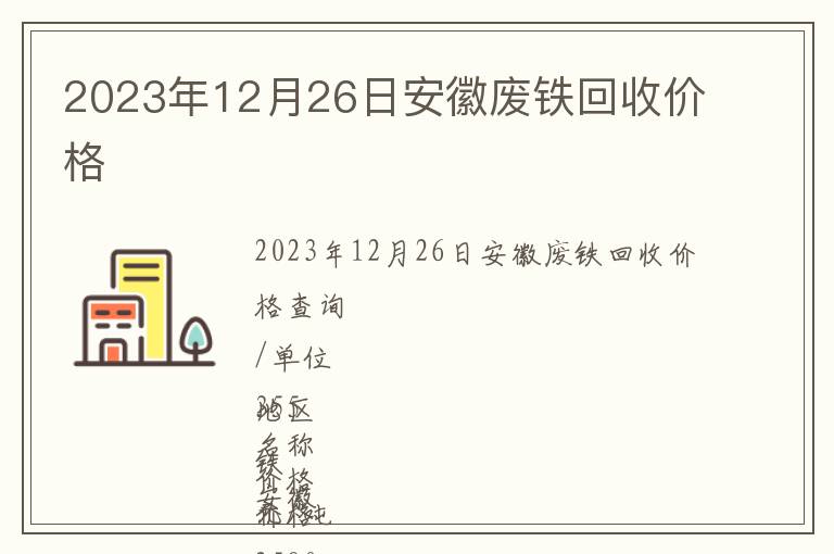 2023年12月26日安徽廢鐵回收價格