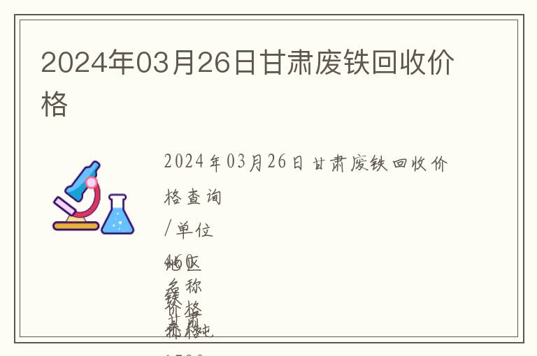 2024年03月26日甘肅廢鐵回收價格