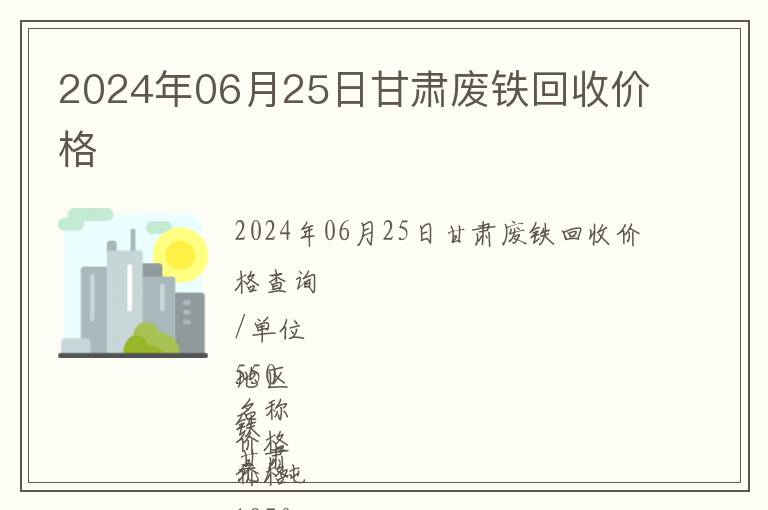 2024年06月25日甘肅廢鐵回收價格