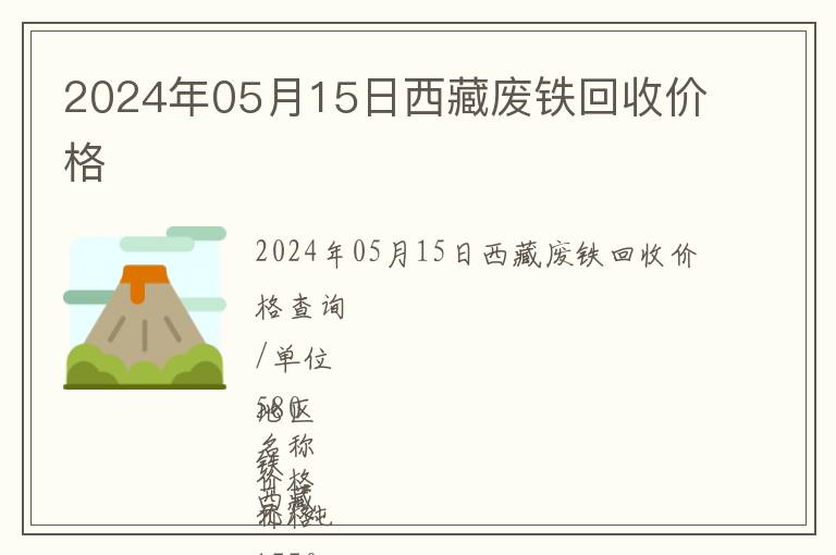 2024年05月15日西藏廢鐵回收價格