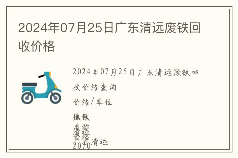 2024年07月25日廣東清遠廢鐵回收價格