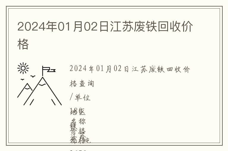 2024年01月02日江蘇廢鐵回收價格