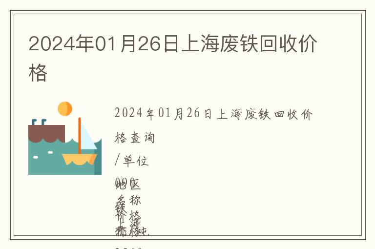 2024年01月26日上海廢鐵回收價格