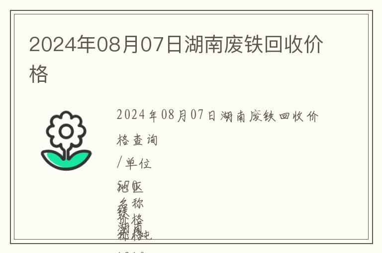 2024年08月07日湖南廢鐵回收價格