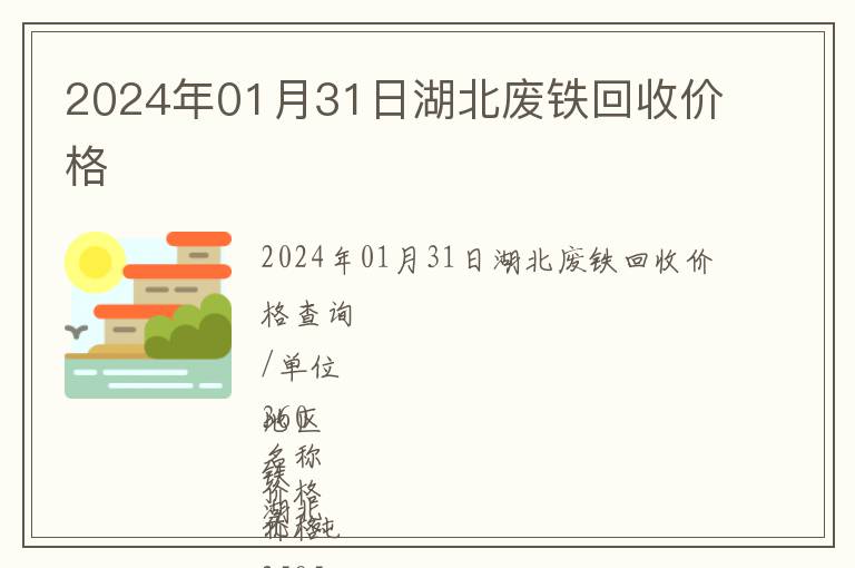 2024年01月31日湖北廢鐵回收價格