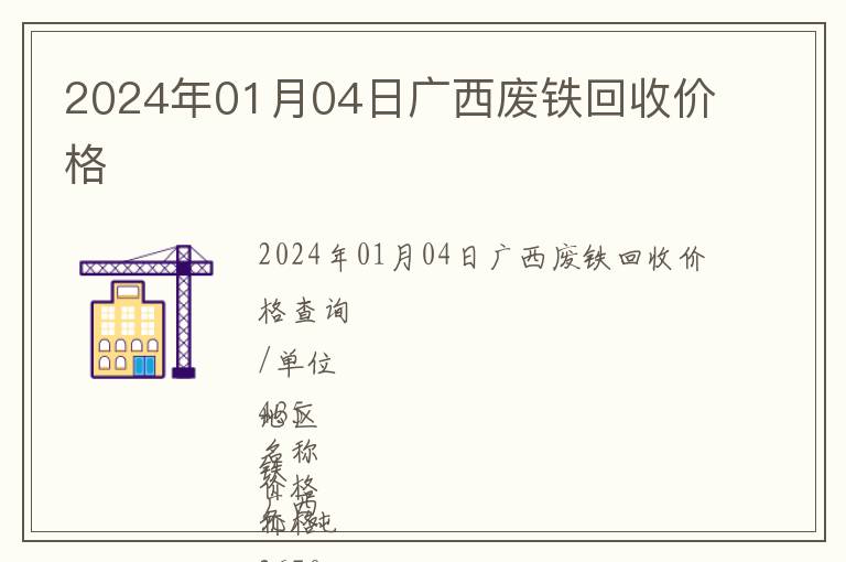 2024年01月04日廣西廢鐵回收價格