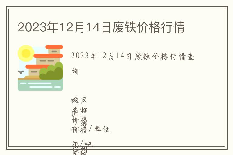 2023年12月14日廢鐵價格行情