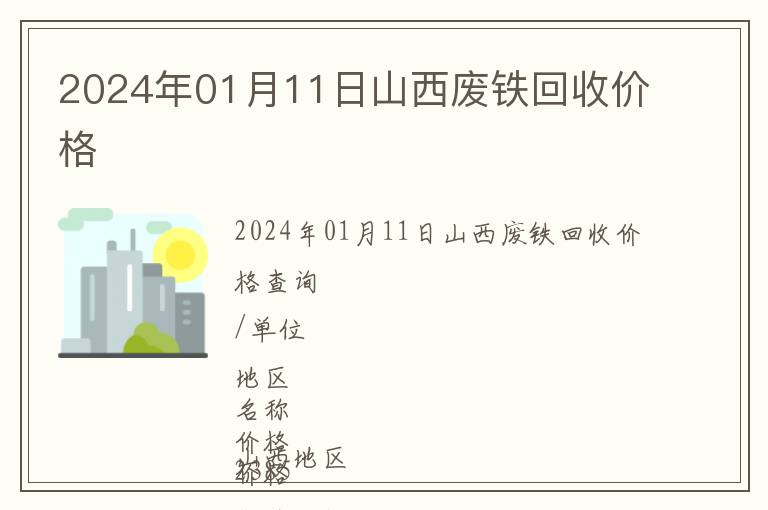 2024年01月11日山西廢鐵回收價格