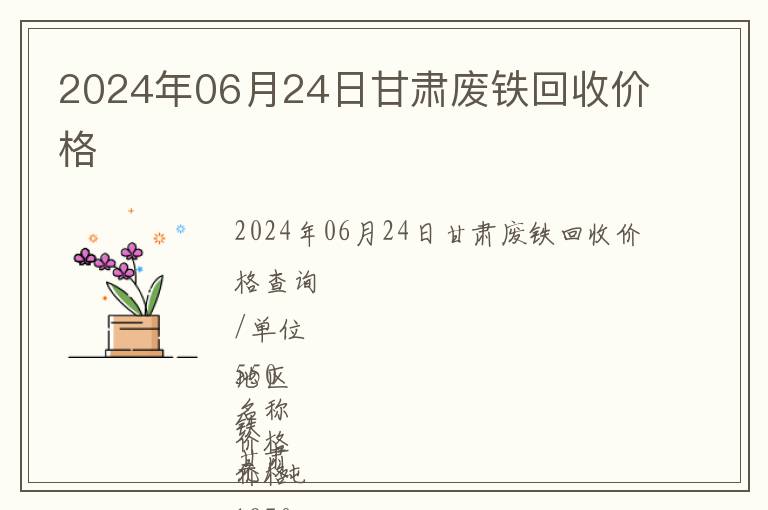 2024年06月24日甘肅廢鐵回收價格