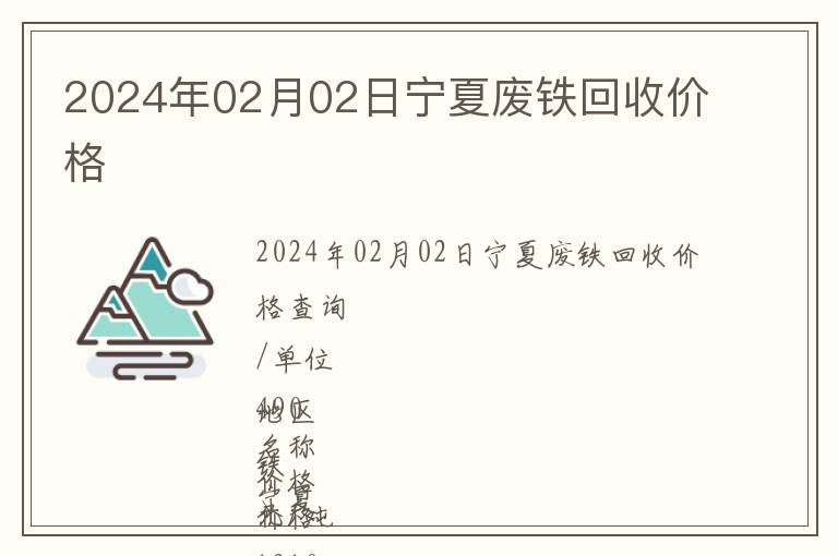 2024年02月02日寧夏廢鐵回收價格